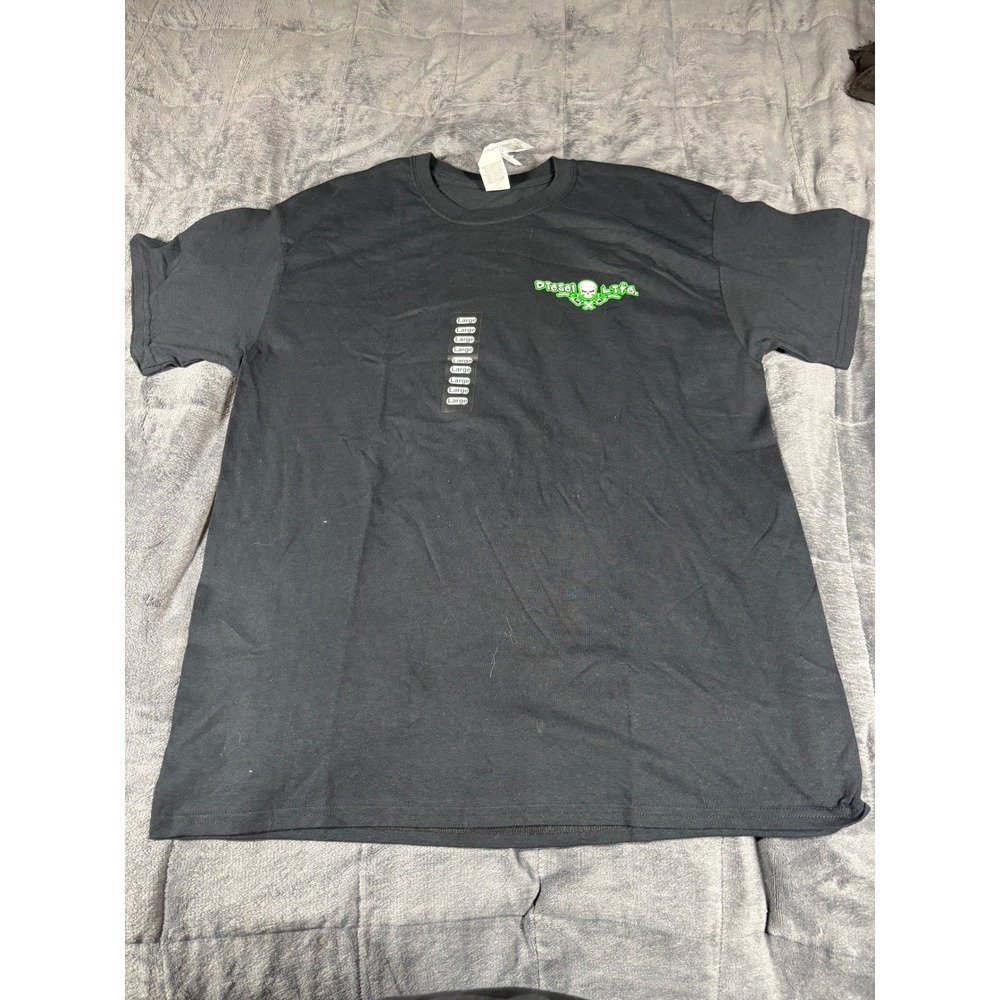 Diesel Life Mens Black Graphic T-Shirt Skull Logo Gildan Heavy Cotton Large NEW‎